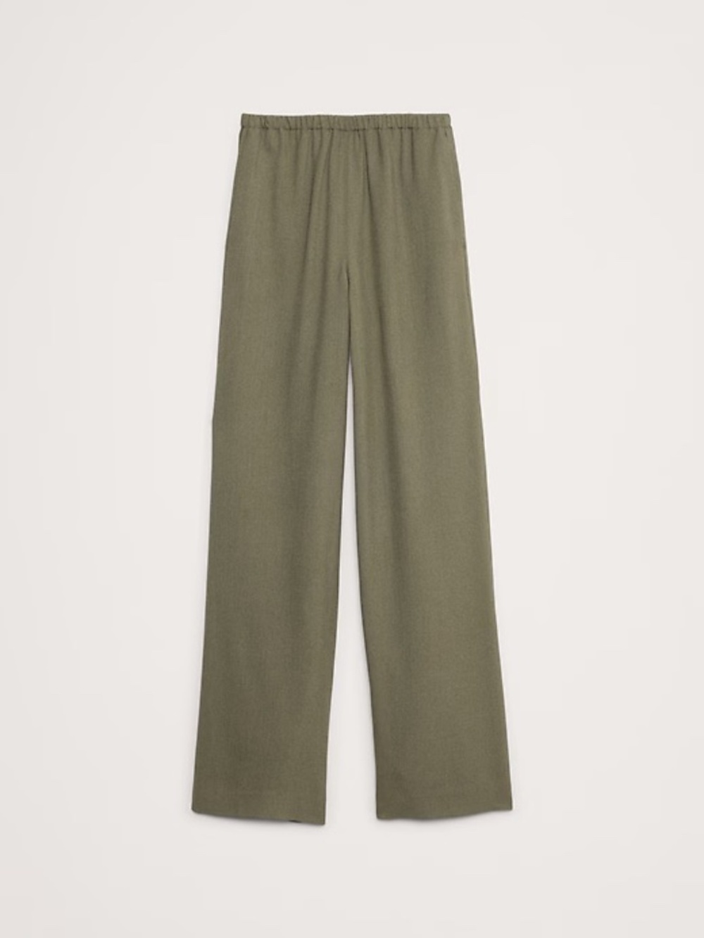 Banana Republic Pull-On Wide-Leg Drapey Twill Pant - Olive Green, M